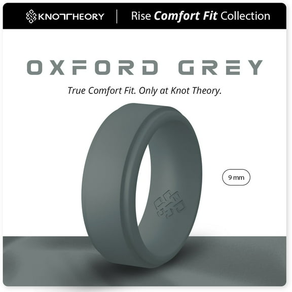 Oxford Grey Step Edge Breathable Silicone Ring for Men 9mm Bandwidth