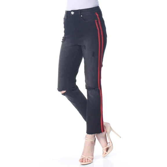 Tinseltown Juniors Ripped Cropped Jeans Black Rinse 7