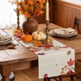thumbnail image 6 of Thanksgiving Table Runner - 108 Inch Long Farmhouse Retro Fall Orange Maple Leaves Cotton and Linen Blended Dress Scarves Farmhouse Table Runner for Kitchen Dining, Coffee Table, 13" x 108", 6 of 8