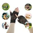 thumbnail image 4 of Unique Bargains 1 Pair Sunblock Fingerless Gloves Argyle Lace Sun Block Driving Gloves for Women Black, 4 of 5
