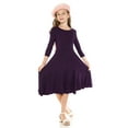 thumbnail image 2 of Honey Vanilla Girls' Princess Seam A-Line Dress with Full Skirt and Easy Removable Label Eggplant Large 9-10 Years, 2 of 5