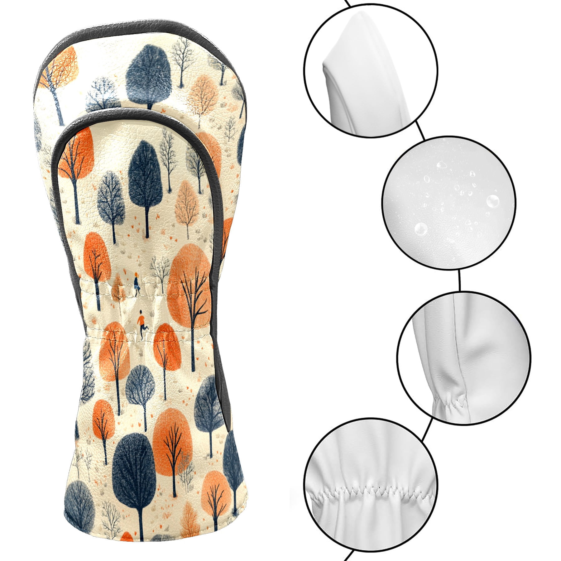 Golf Club Covers PU Leather Waterproof Head Covers for Fairway Woods Hybrids Trees Shrubs