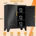 thumbnail image 3 of Metal Tool Storage Cabinet with Doors and Adjustable Shelves, Small Locking Garage Storage Cabinet, Black Steel Tool Cabinets with Leveling Feet for Garage, Basement, Office, Utility Room, 3 of 7