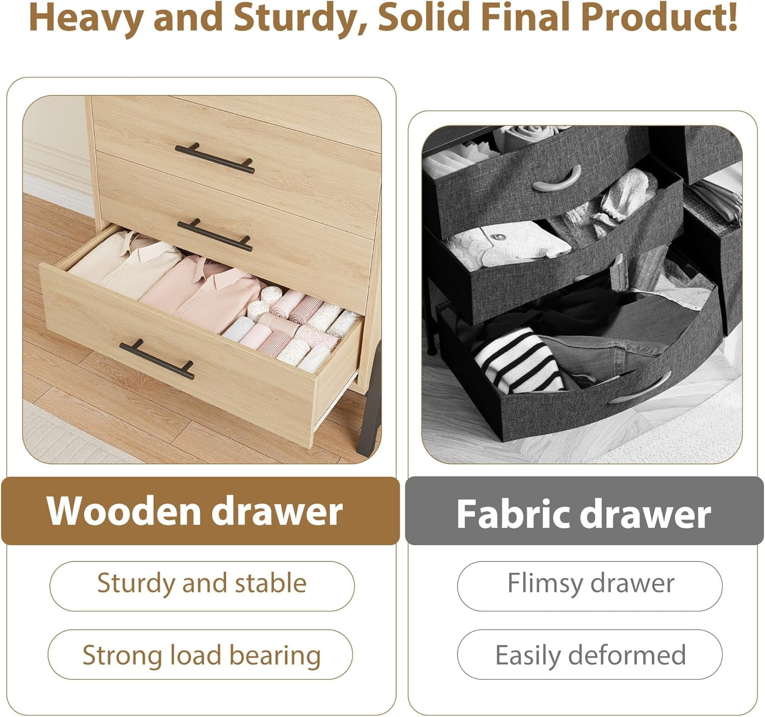 Hetoy 4 Dresser for Bedroom, 38.6" Tall Dresser, Tall Drawer Dresser with Storage Freestanding, Wooden Closet Dresser Storage Dresser Chest for Living Room, Bedroom, Entryway, Natural Oak
