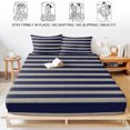 thumbnail image 5 of Twin Sze Fitted Sheet Set - Navy Blue Striped 2 Piece Bedding Sets 16" Deep Pocket Fitted Sheet with 1 Pillowcase, Farmhouse Country Minimalist Stripes Brushed Microfiber Hotel Luxury Bed Sheets, 5 of 9
