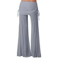 thumbnail image 4 of Ierhent Yoga Pants With Pockets for Women Flare Yoga Pants with Pockets Lifting Wide Leg Pants for Women Loose Casual Work Trouser Pants(Grey,4XL), 4 of 4