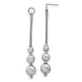 thumbnail image 1 of Solid 925 Sterling Silver and Brushed 3 Bead Dangle Earrings - 70mm x 10mm, 1 of 4