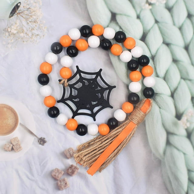 ABPWLY Halloween Beads String Wood Color Colorful Wood Beads Fringe String Fringe Home Decoration Pendant Clearance Kitchen Decor Canada Days Fall Decorations for Home Home and Kitchen