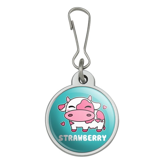 Cute Kawaii Strawberry Milk Cow Jacket Handbag Purse Luggage Backpack Zipper Pull Charm