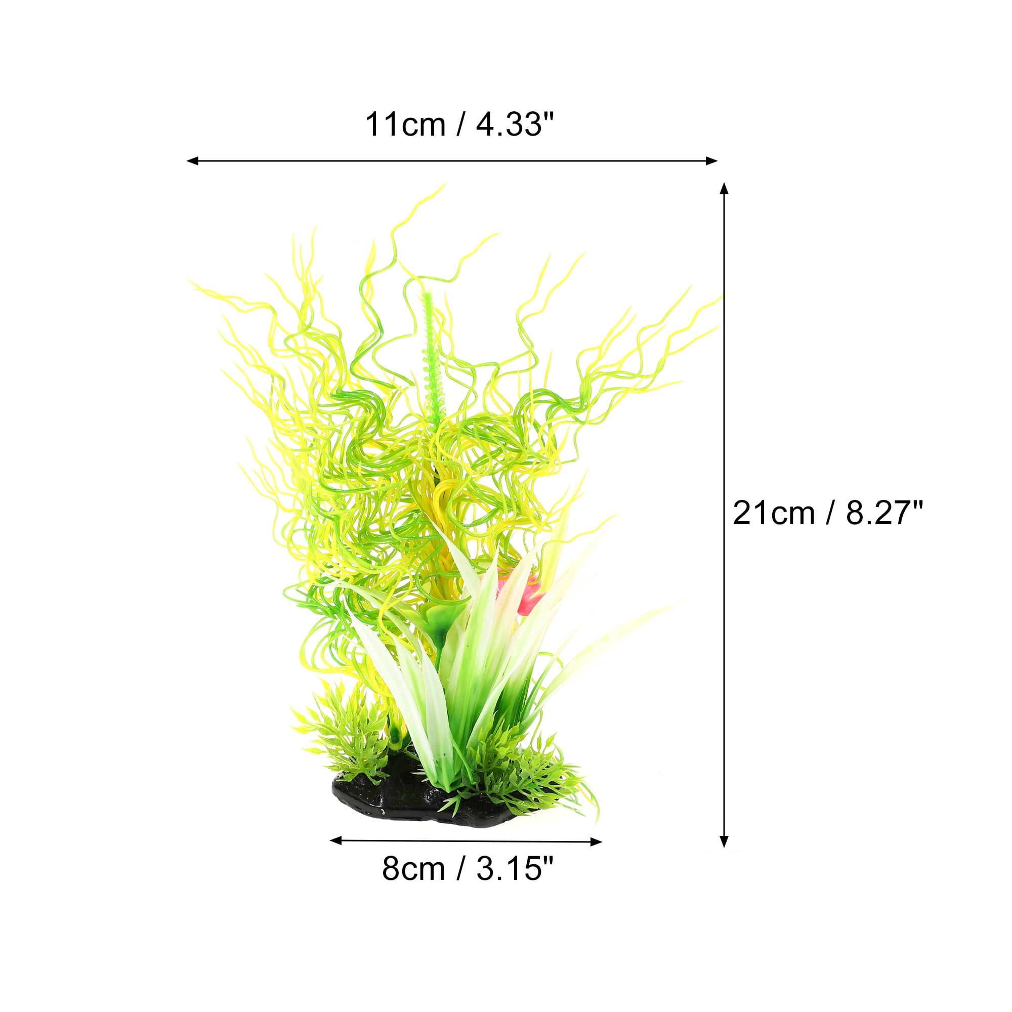 Unique Bargains 1 Pc Artificial Aquatic Plants for Fish Tank Plants Decor Green Yellow