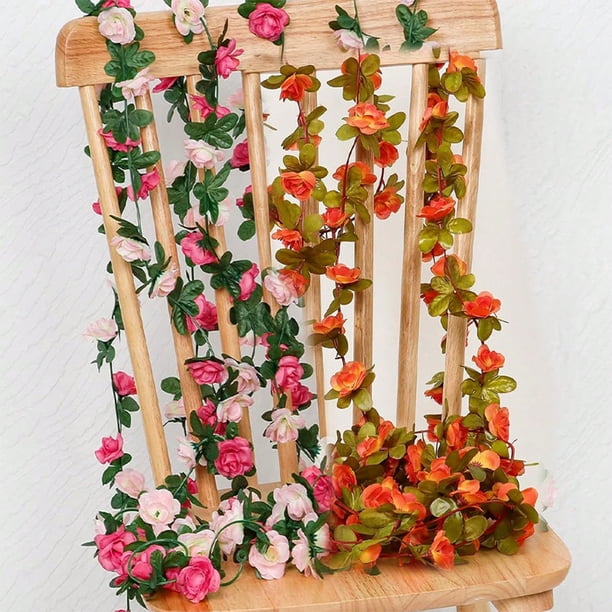 Rosa Artificial | Flores Artificiales Naranjas y Rosas de 244 Cm | Decoración para Bodas, Acción de Gracias y Hogar | Enredaderas Colgantes de Plástico para Uso En Interiores y Exteriores