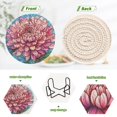 thumbnail image 4 of Haosy Set of 6 Drink Woven Coaster with Holder Heat Resistant Non-Slip Bar Coasters 4 Inches Stained Glass Chrysanthemum, 4 of 7