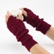 thumbnail image 4 of Guantes de lana para mujer, tejidos en jacquard, con hojas, cálidos, abiertos, con dedos medios, para ciclismo y mecanografía, 4 of 6