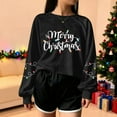 thumbnail image 5 of Guzom Womens Christmas Crop Top Sweatshirt - Merry Christmas Graphic Long Sleeve Crew Neck, 100% Polyester, Black, S-XL,Size XL, 5 of 5