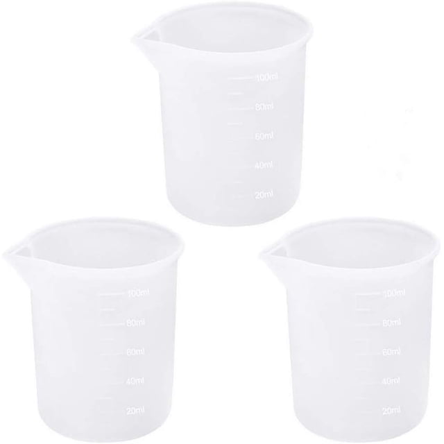 3 Pieces Silicone Measuring Cups, 100ml Reusable Silicone Measuring Cups Easy to Clean Water Oil Kitchen Measuring Cups (White)