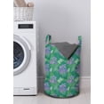 thumbnail image 3 of Botanical Laundry Bag, Flowering Hosta Plants Exotic Blossoms Flourishing Meadow Jungle, Basket with Handles Drawstring Closure for Laundromats, 13" x 19", Jade Green and Blue Violet, by Ambesonne, 3 of 4