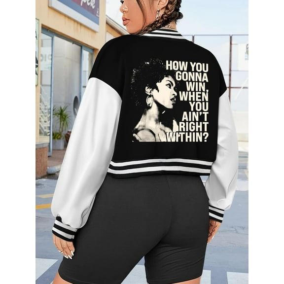 Women's Plus Size Baseball Jacket Hoodie Lauryn Hill Hip Hop Aakiyah Fugees Hill Kendrick Lamar Varsity Style