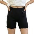 thumbnail image 2 of Miqool Girls Ribbed Knit Bike Shorts Stretch 2-13 Years Anti-Chafe Undershorts Casual Soft Elastic Bow Waist Ruffle Hem Shorts, 2 of 5
