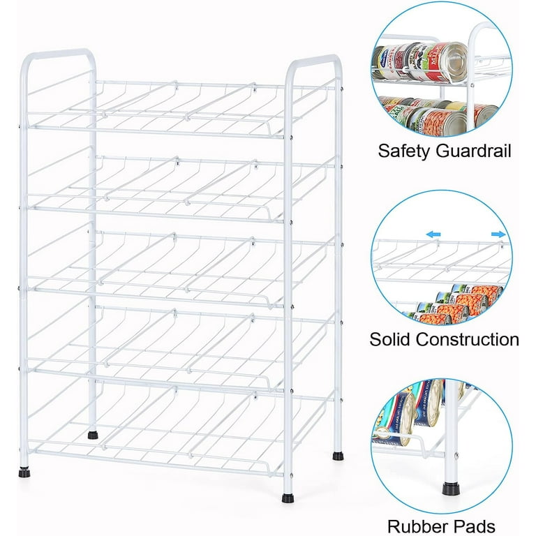 4 Tiers Stackable Can Rack Organizer, Wear-resistant Upgrade Beverage Food Can  Dispenser Holder Holds up to 48 Cans for Kitchen Cabinet and Pantry (Black)  