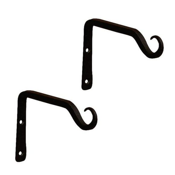 ACHLA Designs TSH-09-2 6 in. Straight Upcurled Wall Bracket Hook&#44; Black - Pack of 2