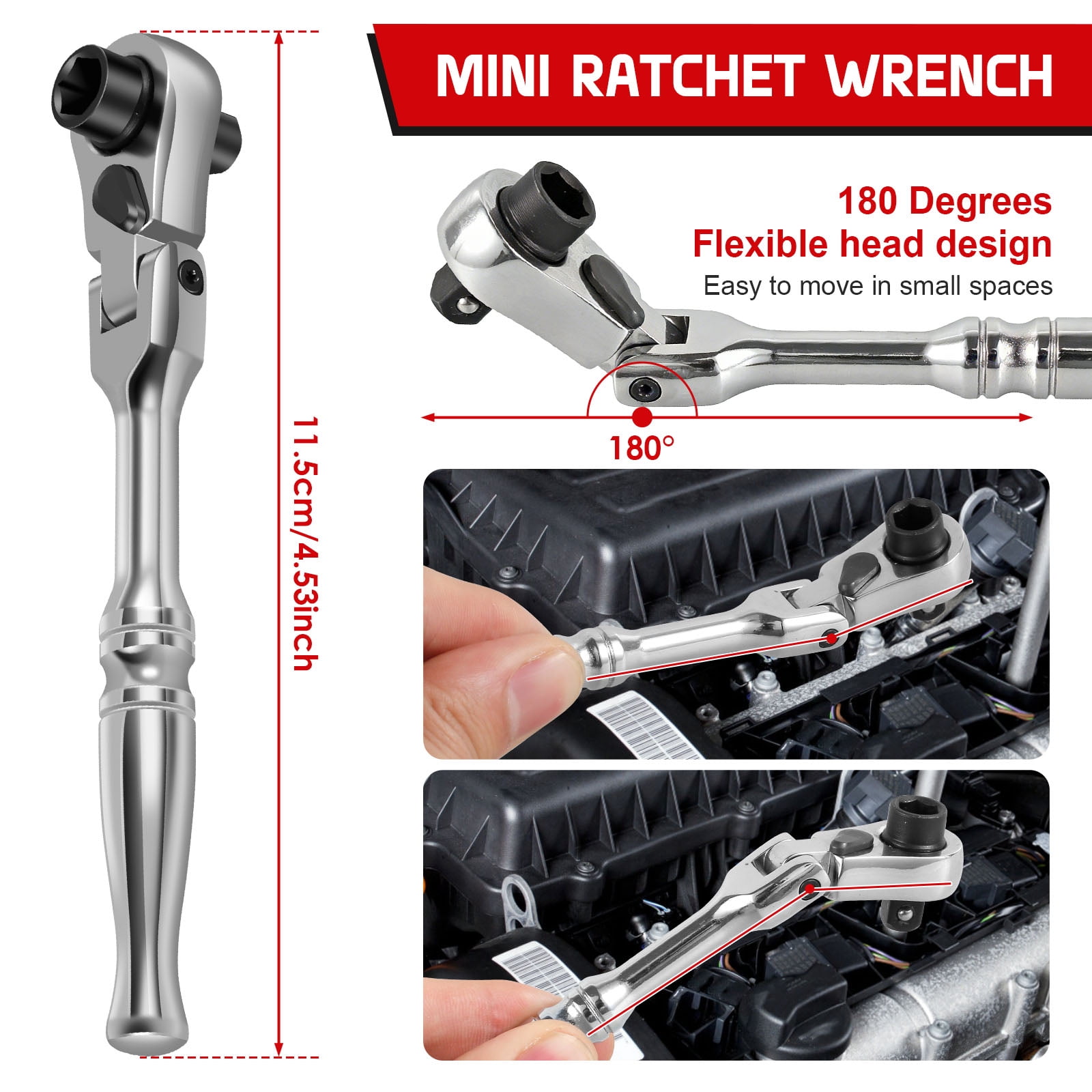 Tmwefusc Low Profile Impact Socket Adapter Set Drive Ratchet Adapter Set 1/4" to 3/8", 3/8" to 1/2", 1/2" to 3/4", 3/4" to 1" Magnetic Design Works with Socket/Wrench/Cordless Drill