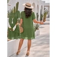 thumbnail image 2 of OYYN Dresses for Women A-Line Crew Nck Short Sleeve Chiffon Layere Wedding Guests Midi Dress, 2 of 6