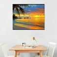 thumbnail image 2 of Nawypu Canvas Wall Art Tropic Beach Sunset Palm Tree Leaves Large Nature Canvas Pictures Coast Landscape Canvas Artwork Seascape Ocean Contemporary Wall Art for Living Room Wall Decor 20x16 inch, 2 of 4