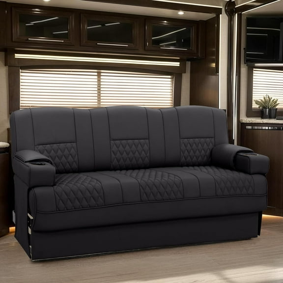 Qualitex Gravitas SL RV Sofa Bed - 68" Wide - Black Ultimate Leather