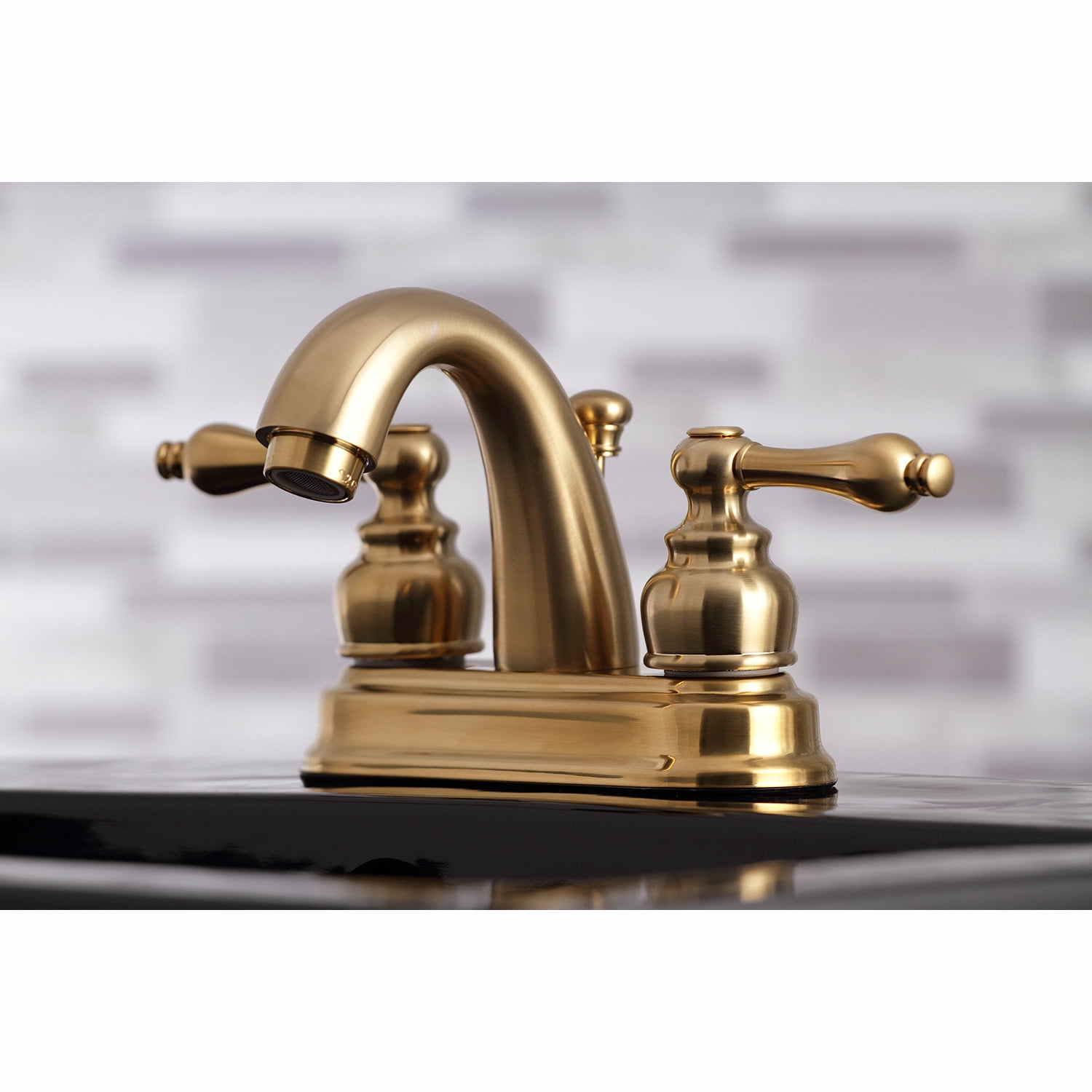 Kingston Brass KB5617AL Restoration 4 in. Centerset Bathroom Faucet, Brushed Brass