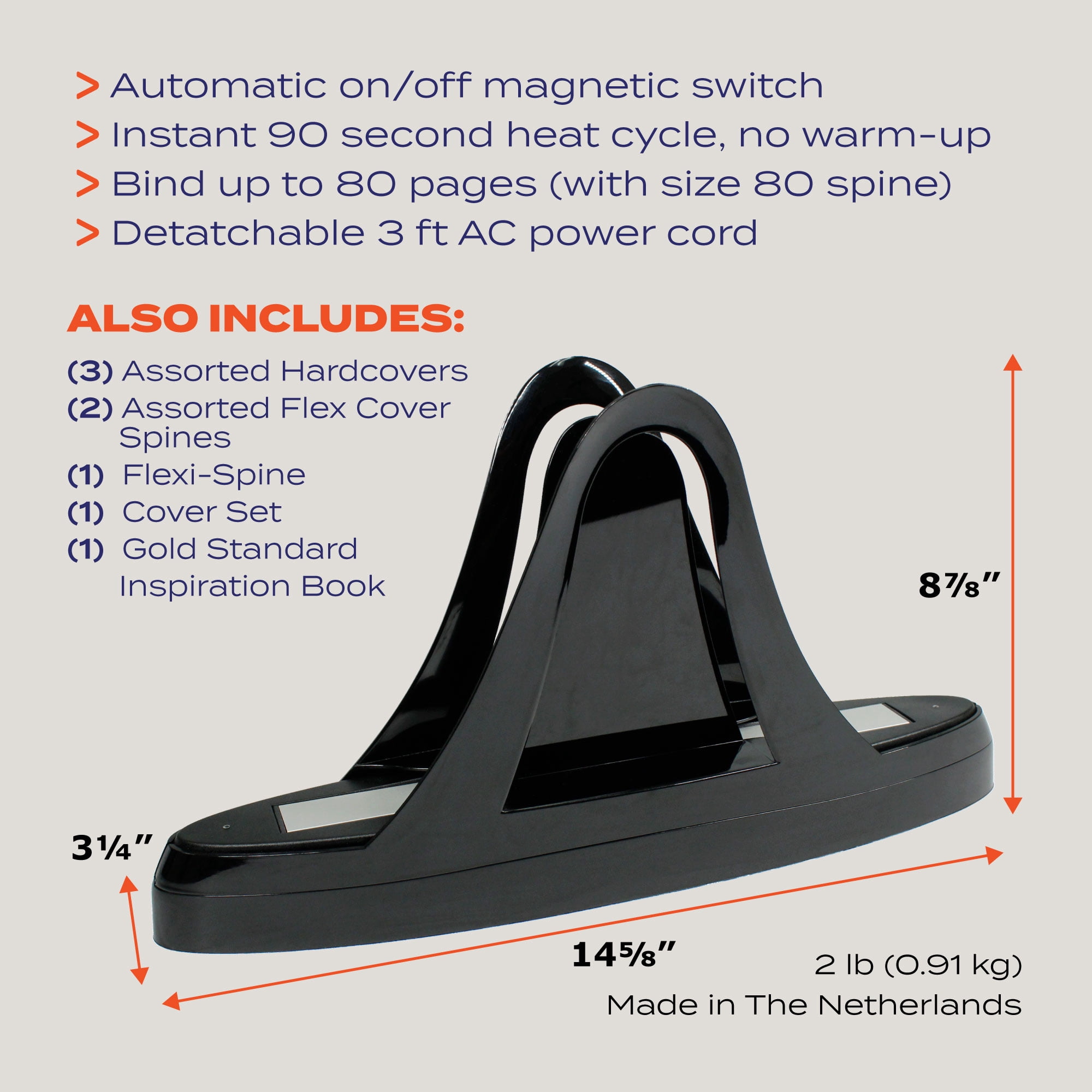 Unibind60 Pro Thermal Binding Machine by Peleman, Compact Book Binder for Office Supplies | No Warm-Up Needed | Fast, Easy Binding for Reports, Documents, and Covers