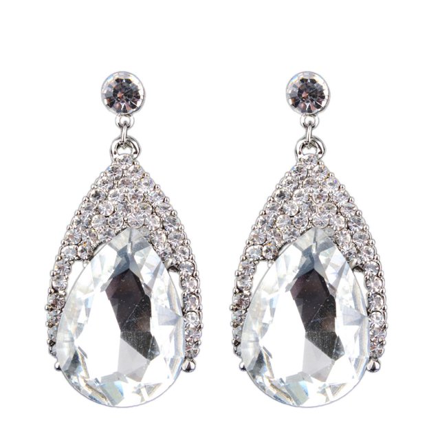 Pendientes de de dama de piedras en apariencia de triángulo Pendientes colgantes de gota de lágrima de de Blanco jinwen Pendientes vintage