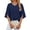 Navy Blue, variant on TEMOFON Womens Blouses Summer Casual Tops Dressy T Shirts Pleated Scoop Neck 3/4 Sleeve Office Work Chiffon Shirts Black