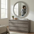 thumbnail image 5 of YAURA 30" Round Solid Wood Bathroom Vanity Mirror, Distressed Grey Beaded Wall Mirror, Rustic Farmhouse & Industrial Decor, Shatterproof, 5 of 6