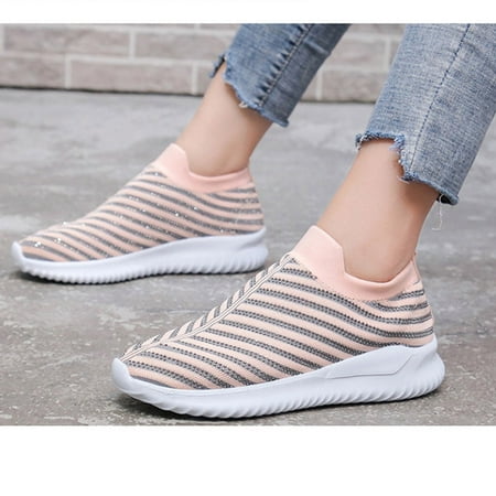 

Aayomet Casual Womens Shoes Size 6 Bling Zapatilla Deportiva Running Shoes Fly Woven Rhinestone Women Shoes Flat Breathable Pink 8.50