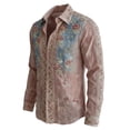 thumbnail image 2 of Yaoyar Mens Hawaiian Floral Long Sleeve Shirt Tropical Button Down Printed Aloha Shirts Wedding Beach Vacation with Pocket, 2 of 4