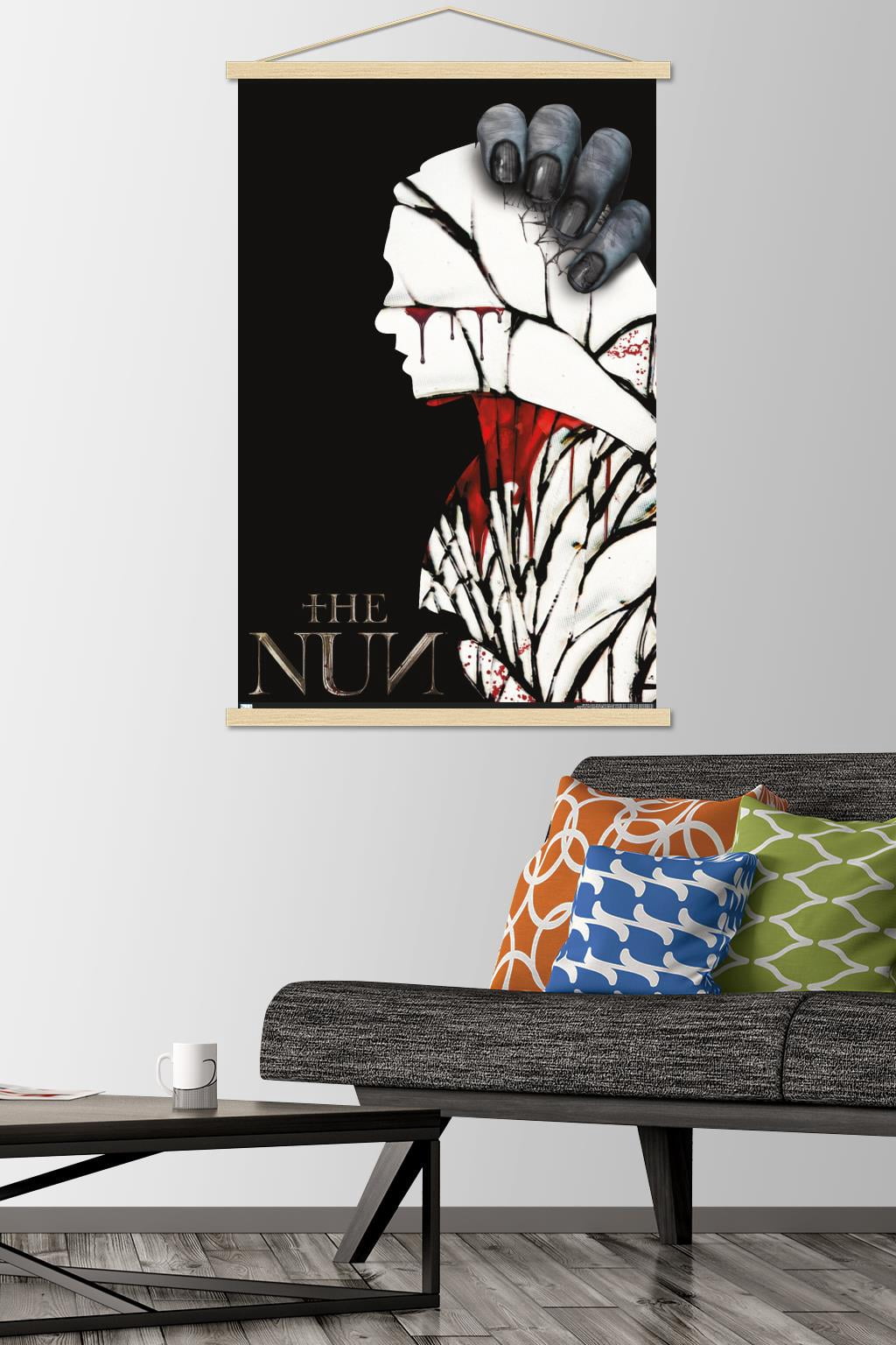 The Nun - Silhouette Wall Poster with Wooden Magnetic Frame, 22.375" x 34"