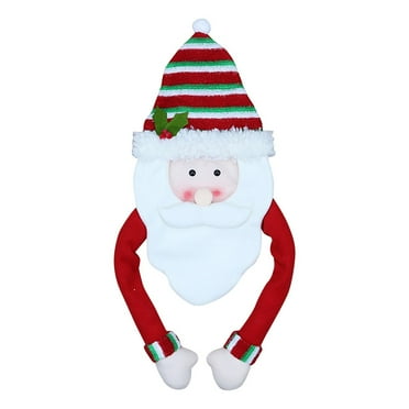 LIJCC Small Christmas Pendant,Santa Christmas Tree Topper with Hat Poseable Arms Cute Xmas Santa Tree Topper for Christmas Decorations Holiday Winter Fairylandtree Party Supplies Hangs