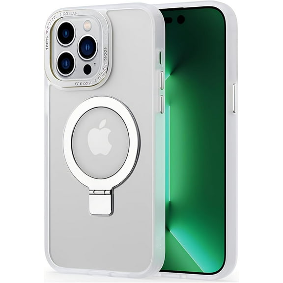 Ring Stand for iPhone 15 Pro Max Case Compatible with MagSafe,[Military Grade Protection] Matte Translucent Anti-Fingerprint Magnetic 360°Rotatable Ring Holder Stand Kickstand Case Wine Red