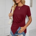 thumbnail image 5 of biudgviw Asymmetrical Tops for Women Split Front Short Sleeve Shirts Soft Cotton Crewneck Basic Tees Going Out Clothes, 5 of 6
