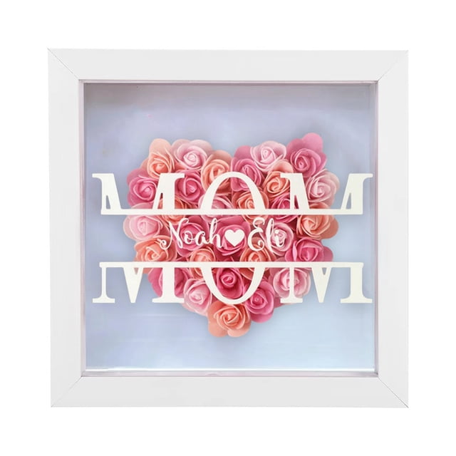 Billuyoard Caja de sombra, marco de fotos, decoración de escritorio, tamaño compacto, regalo de memoria decorativo para madre, adorno de de Decoración Rosa