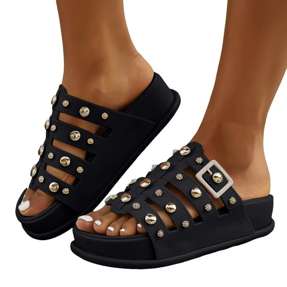 Mostsola Sandals for Women 2025 Fashion Platform Slides Open Toe Slip on Cushion Footbed Slippers