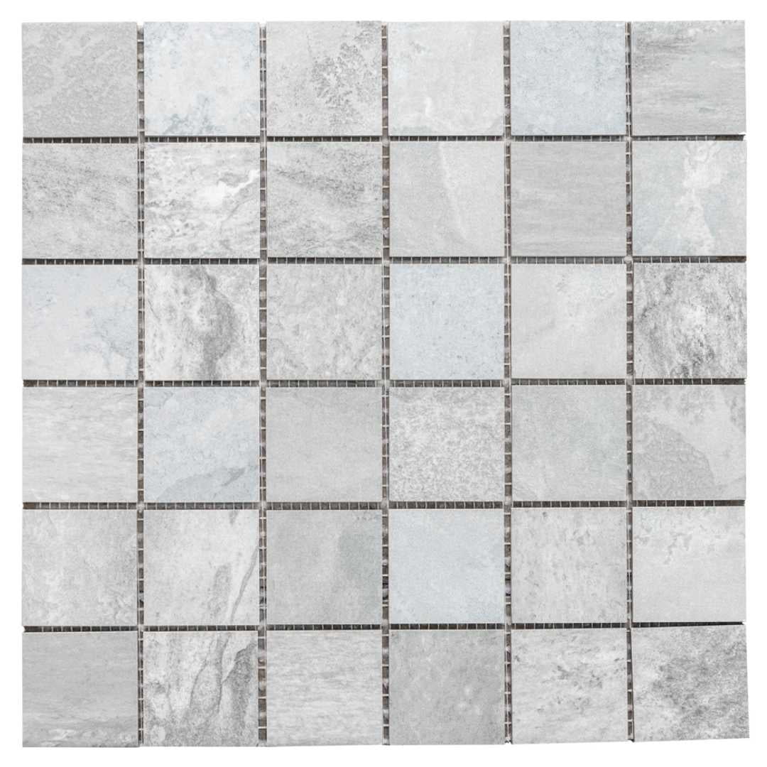 The Tile Life Wells Stone Slate 2" x 2" Blue Porcelain Mosaic Floor and Wall Tile, 1 Sheet