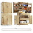 thumbnail image 3 of Fluted Kitchen Pantry Cabinet - 71" Tall Versatile Storage Cabinets with LED Sensor Light, 6 Door Shevles, 5 Layers Roomy Storage Shelves for Dining Room, Bathroom, Utility Room, 3 of 10