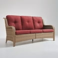 thumbnail image 6 of Giantfurnni Outdoor Deep Seat Sofa Patio Wicker 3-Seater Sofa Couch with Cushions for Balcony Porch Deck, Red, 6 of 7