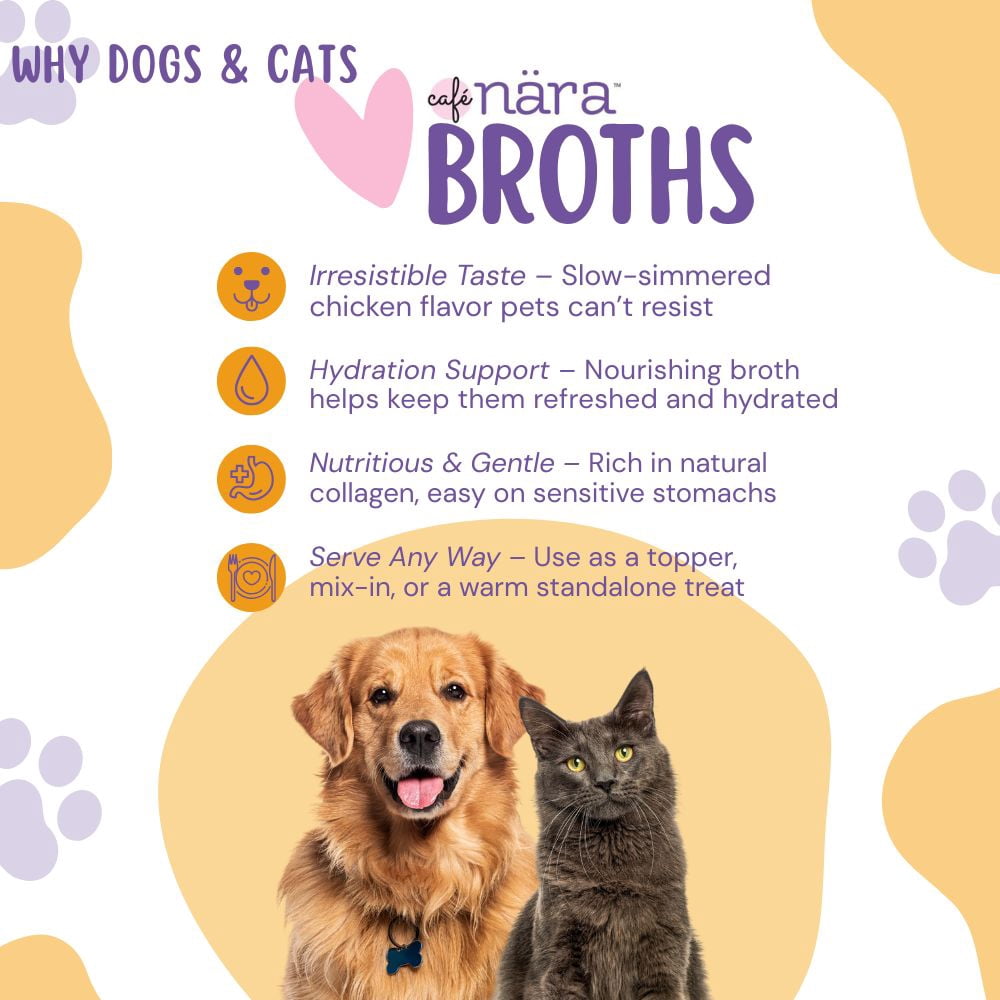 Café Nara Grain-Free Chicken Broth Wet Food Topper for Dogs & Cats - 100% Natural, Healthy Hydration - 1.1 lbs (Pack of 12)