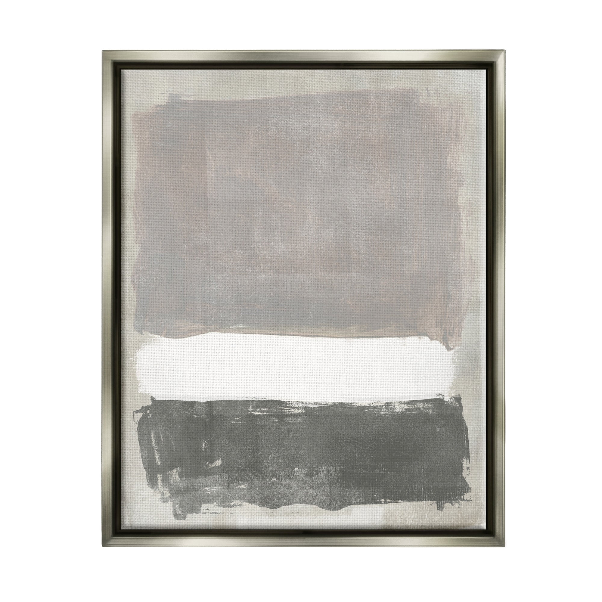 Stupell Industries Abstract Neutral Tones Modern Blocked Shapes Painting Luster Gray Floating Framed Canvas Print Wall Art, Design by Jennifer Paxton Parker