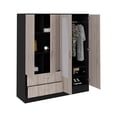 thumbnail image 5 of Bolton 160 Armoire, Six Shelves, Two Double Door Cabinets, Two Mirrors, Two Drawers, Rod Black / Light Gray, 5 of 7
