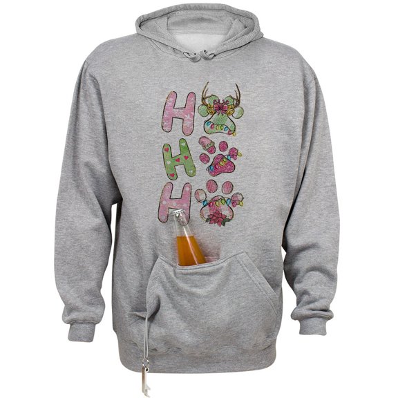 Puppy Ho Ho Ho Beer Holder Tailgate Hoodie Sweatshirt Unisex Large Oxford