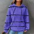 thumbnail image 2 of IROINNID Sales Hoodie for Women Stripe Long Sleeve Drawstring Hoodie Casual Waffle Pullover Tops,Dark Blue, 2 of 6