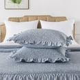 thumbnail image 3 of JML 4 Piece Ruffle Skirt Bedspread Cover Set,30" Drop Knitted Bed Skirt Coverlet,Queen,Navy, 3 of 6